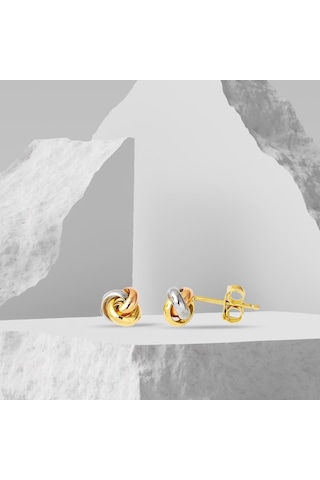 Bilezikci Düğüm Taşsız Altın Klipsli Küpe 14adkp174