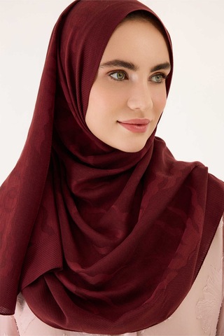 İmannooor Güneş Doğarken Bordo Shiny Jakar Şal 70x200