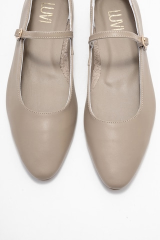 Lunaıre Vizon Hakiki Deri Tek Bantlı Sivri Burun Kadın Babet Ayakkabı Vizon