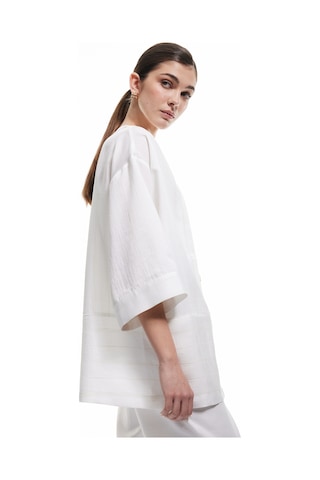 Koton Cepli Bol Kalıp Çizgili Keten Karışımlı Kimono Bej Çizgili 5sak50153uw Ekru Çizgili Çok Renkli