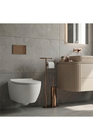 Kobos Nova Hareketli Wc Set Yuvarlak Parlak Bakır Kbw-836-1rs