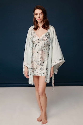 Bonnie&clyde - Kadın Baskılı Saten Gecelik Sabahlık Takımı Baskılı