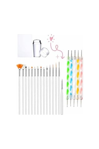 Jel Tırnak Nail Art Tırnaksüsleme Makyaj Için Boyama Fırça Seti French Stamper Dotkalem Set Pembe