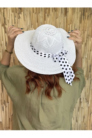 Ays Deniz Plaj Hasır Şapka Krem