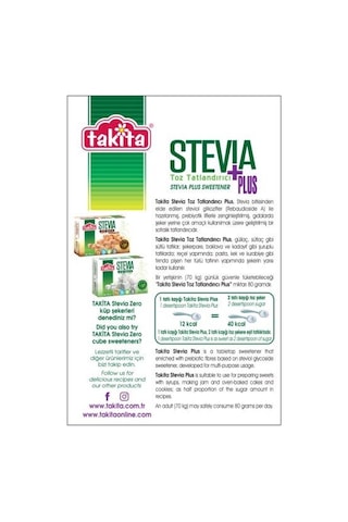 Takita Stevia Plus Toz Tatlandırıcı 250 Gr