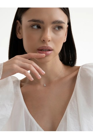 Sılverme 925 Ayar Gümüşten Yapılmış İsimli A Harfi Gümüş Kolye 170349734