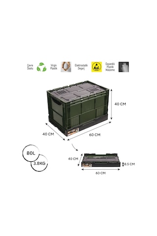 Freecamp Fc-205987-80 Katlanır Kamp Kasası Kapaklı 80 Litre Çok Renkli