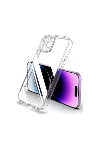 Apple Uyumlu iPhone 14 Pro Max Kılıf Şeffaf Yumuşak Silikon Kamera Korumalı Yüksek Kalite Turuncu