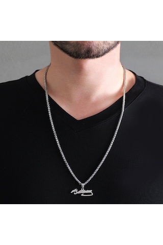 Atatürk Imzalı Silver Renk Çelik Erkek Kolye (507024735) Çok Renkli