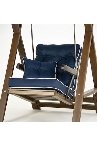 Meda Tekli Ladin Ahşap Salıncak Dış Mekan Bahçe, Teras Salıncağı -lacivert Lacivert