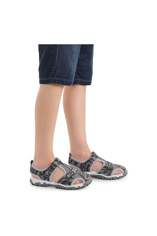 Kiko Kids Erkek Çocuk Sandalet Arz 2399 Gri Kamuflaj Gri
