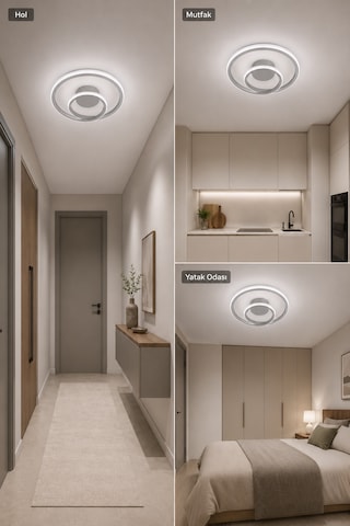 AvizeGO Omisa Led Plafonyer Avize Beyaz Işık Gri