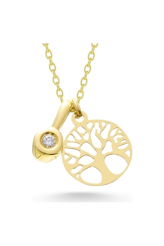 Sefa Gold 14 Ayar Altın Pırlantalı Hayat Ağacı Kolye