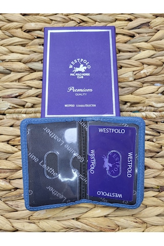 Westpolo İsme Özel 1026 Hakiki Deri Unısex Kartlık Turkuaz
