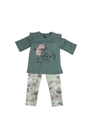 Baby Pink Çiçek Desenli Alt-üst Takım Yeşil