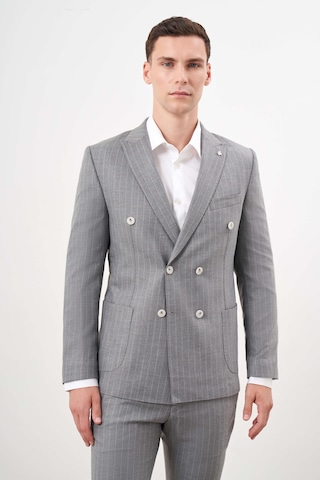 Morven Erkek Gri Poliviskon Trend Kruvaze Slim Fit Sivri Yaka Takım Elbise 25ms001001100 Gri