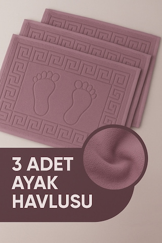 3 Adet %100 Pamuk En Iyi Emici Ayak Havlusu : Konforlu Banyo Paspası 50x70cm Terra Mürdüm