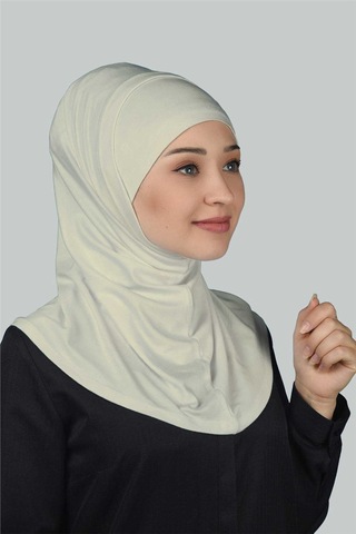 Altobeh İkili Set Pratik Eşarp Hazır Türban ve Hijab Tesettür Bonesi - Krem