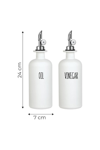 2'li Akıllı Otomatik Kapaklı Cam Yağlık Sirkelik Seti 500 Ml - Nordic Beyaz Yağdanlık Seti Beyaz
