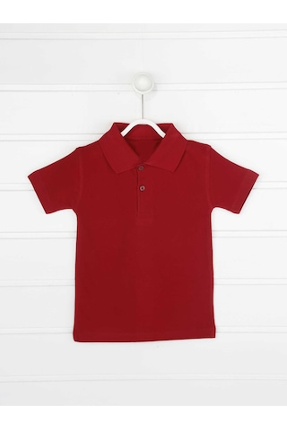 Waynap Unisex Lakos Polo Yaka Okul Tshirt Bordo