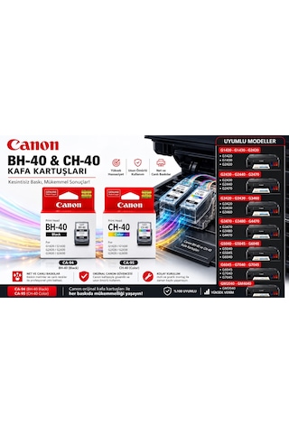 Canon Bh-40 + Ch-40  Siyah Ve Renkli Baskı Kafası İkili Set