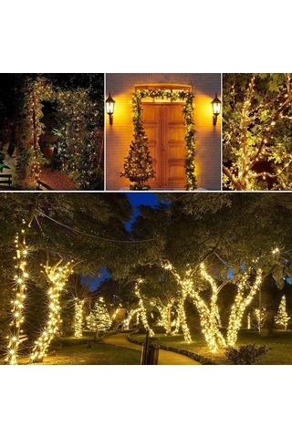 Güneş Enerjili Led Bahçe Işığı 12 Metre 100 Led Solar Işık Zinciri, Ip65 Su Geçirmez, 8 Aydınlatma Modu, Dış Mekan, Balkon, Teras, Çit Ve Ağaç Dekoru Diğer