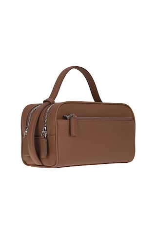 Bloominbag Mıren Cognac Tan Hakiki Deri Unisex Seyahat Bakım & Organizer Clutch Çanta Taba