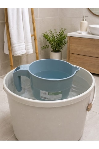 Yuvarlak Şeffaf Maşrapa 1,5 L Mavi