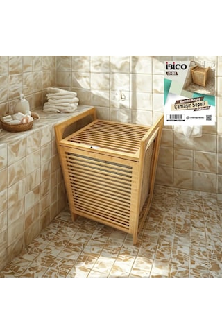 Jenerik Bambu Kirli Çamaşır Sepeti 40x35x60 Cm Çok Renkli