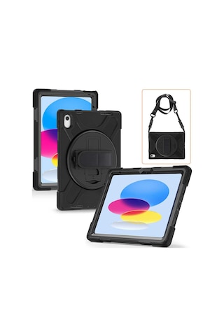 iPad Uyumlu 10. Nesil 10.9 İnç 2022 Uyumlu Kılıf Ultra Koruma Zırh Askılı Silikon Tablet Kılıfı