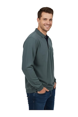 Dynamo Erkek Büyük Beden Polo Yaka Cepli Selanik Sweatshirt Bgl-st04925 Yeşil