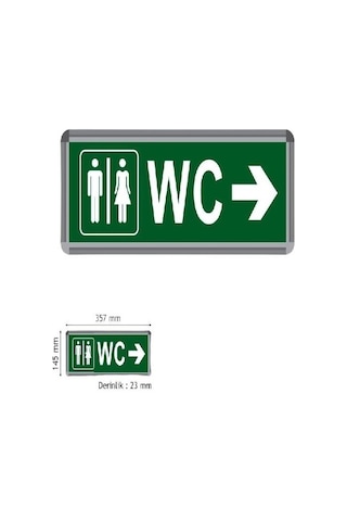 3 Watt Led'li Wc Tuvalet Levhası, Wc Yol Gösterici, Kesintide 2 Saat Şarjlı Sağ - Sol Çift Yönlü