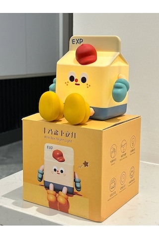 Opulentliving Süt Kutusu Gece Lambası Yatak Odası Uyku Sevimli Uyku Çok Renk Cam Abajur Pil Li Çok Renkli