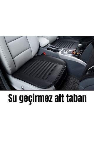 Teknomndr00266 Su Geçirmez Ön Arka Araba Koltuk Minder Deri Siyah Oto Koltuk Minderi 3'lü Oturak Örtüsü
