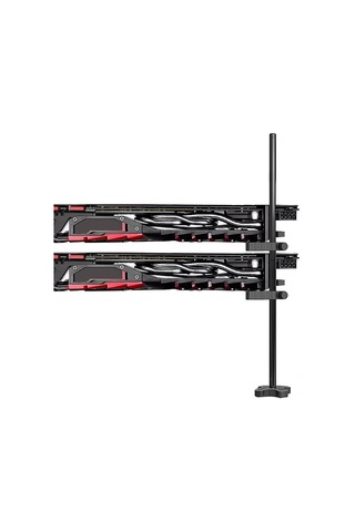 Yaleker Gm962 Aluminyum Grafik Kart Tutucu: Dikey Montajlı, Çift Nokta Destekli, Soğutucu Uyumlu Siyah Stant