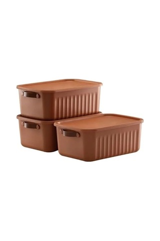 35x25x14 Cm Boyutlarında Kiremit Renk Kapaklı Saklama Kutusu, Dekoratif Organizer 100
