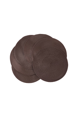 Xiaaokeji Yuvarlak Örgülü Amerikan Servis Takımı 6'lı Masa Örtüsü 15 İnç Kahverengi Kahverengi