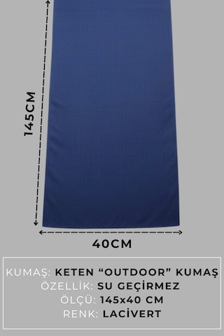 Marin Runner 145x40 Ve 2 Li 45x45 Kırlent Seti Su Geçirmez Outdoor Keten Tekne Bahçe Salon Ve Balkon Lacivert