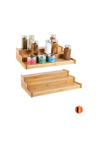 3 Katlı Bambu Stand Organizer, Baharatlık Düzenleyici