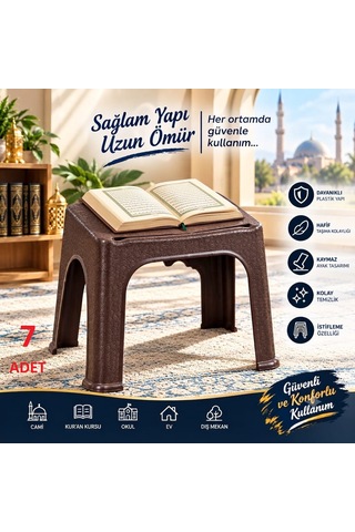 7 Adet Rahle Dayanıklı Hafif Cami Kuran Kursu Okul Ev Dış Mekan Sağlam Plastik Kuran Rahle Kahverengi Ma098 7 Adet