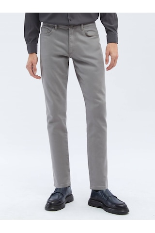 Kip Gri Dokuma Slim Fit Casual Pamuk Karışımlı Pantolon 659489 Gri