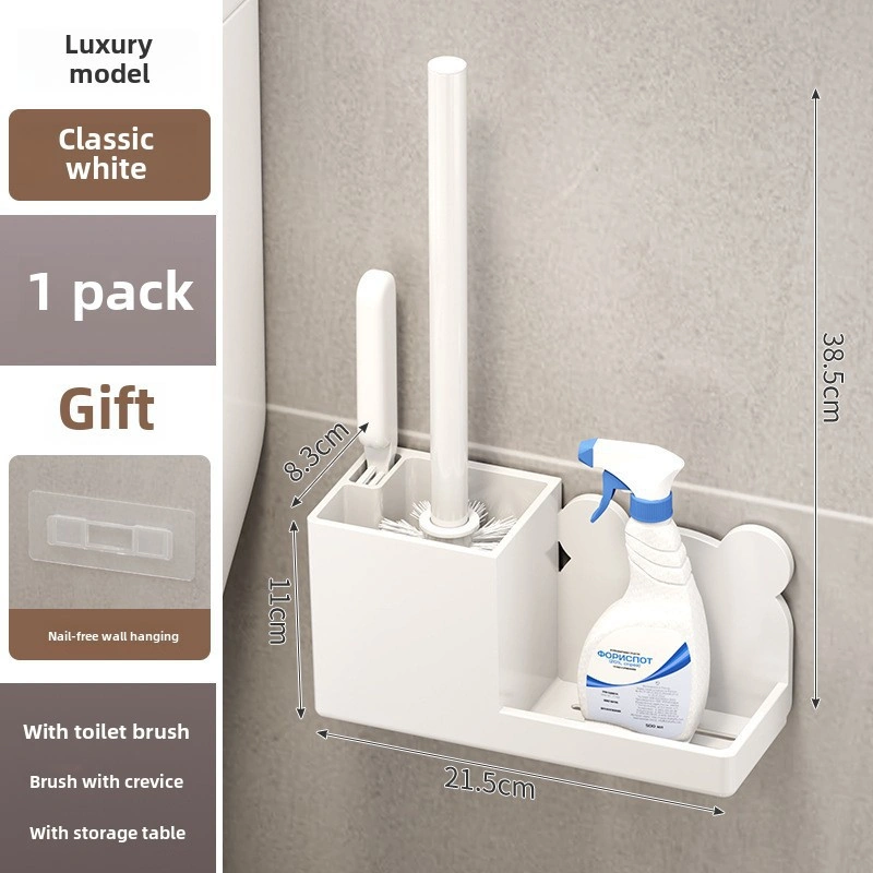 Monyee Duvar Montajlı Tuvalet Fırçası Tutucu, Delme Yok Kurulum, Plastik Materyal, Banyo Taşınabilir Depolama, Tüm Köşelere Erişimli Temizlik Aleti Beyaz, 1 Adet Diğer
