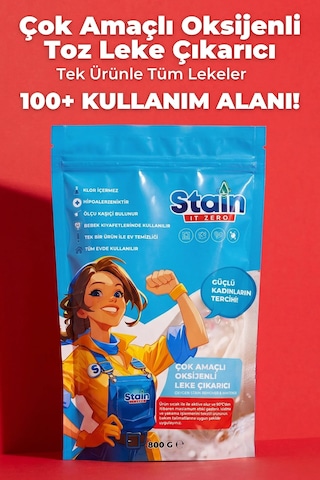 Stain İt Zero Çamaşır & Yüzey İçin Çok Amaçlı Aktif Oksijenli Toz Leke Çıkarıcı Ve Beyazlatıcı 800 Gr