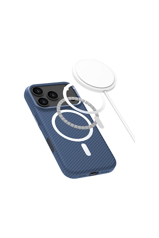 Buff Apple Uyumlu iPhone 17 Pro Max Magsafe Kevlook Kılıf Mavi