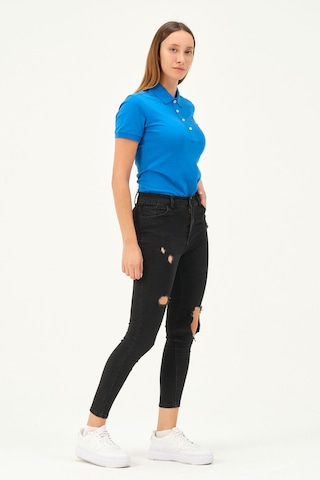 Msw Kadın Kısa Kollu Regular Fit Polo Yaka T-shirt Kobalt Mavi
