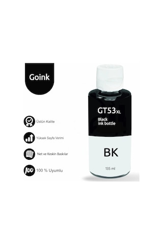 Goink HP Smart Tank 750 GT53XL Siyah Uyumlu Mürekkep - 135 ml