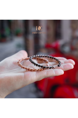 Dmt Copper Home %100 El Yapımı Bakır Bileklik,doğal Antibakteriyel Bakır Bileklik, Sağlık Dostu 2 Li Takım Işıklı Kutulu Bakır