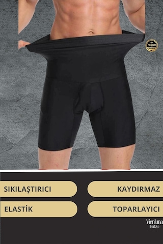 Vienluna Deluxe Seri Toparlayıcı Basen Bel Göbek Düzleştirici Erkek Duble Boxer Korse Siyah