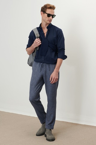 Ac&co Erkek K.lacı Slim Fit Dar Kesim Düğmeli Yaka Pamuklu Oxford Gömlek