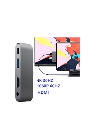 Type C Hub 4 Port , 85w Pd Type-c Port 4k 30hz Veya 1080p 60hz Hdmı, 1 Adet Usb 3.0 Port Şarj Ve Veri Transfer, 3.5mm Jak Kulaklık Ses Grişi, Macbook Pro/air/ipad/iphone Vb. Uyumlu Acı Kahverengi